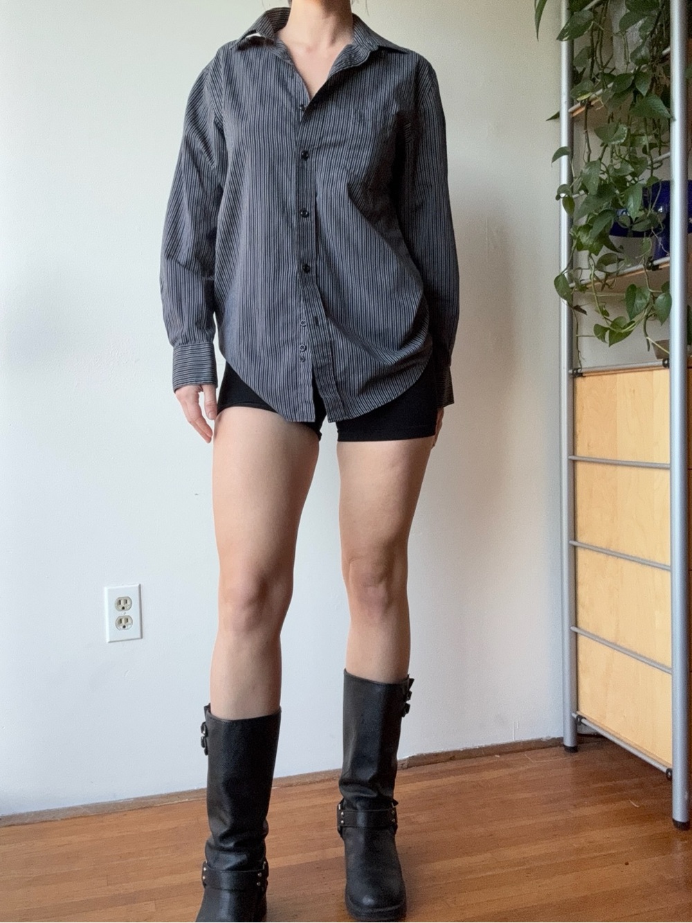Protocol Charcoal Pinstripe Button-Up Shirt